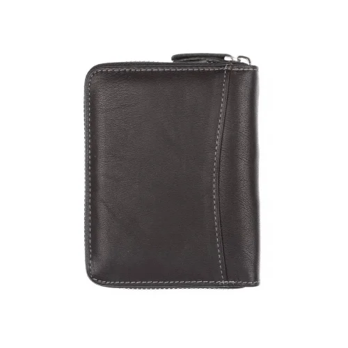 tył czarnego portfela skórzanego WILD 708 / back view of WILD 708 black leather wallet